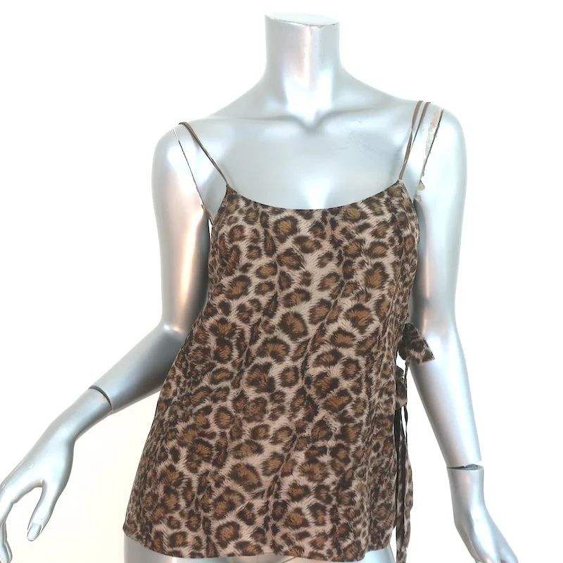 Helmut Lang Leopard Overlay Tank Top Brown Printed Silk Size Small neon tank top