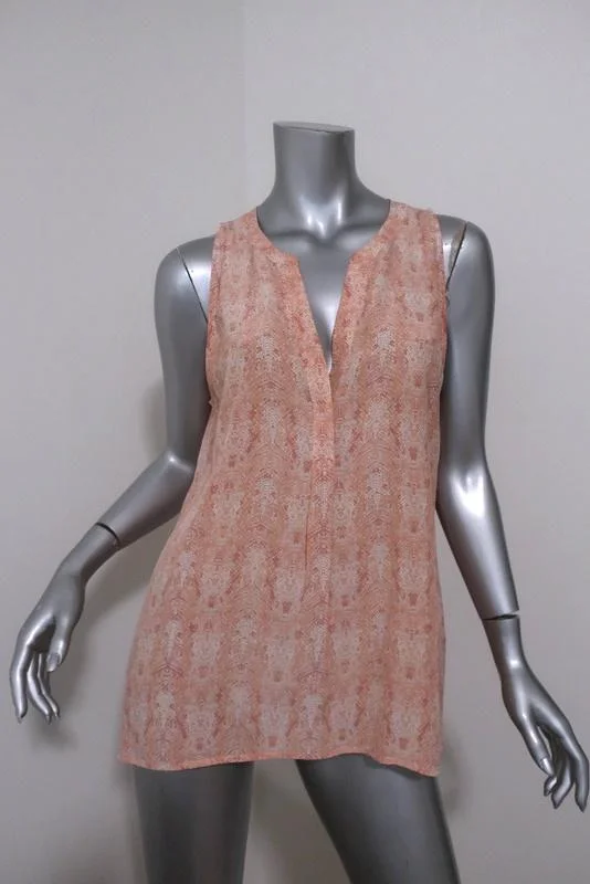 Joie Tank Top Aruna Pink Snakeskin Print Silk Size Large Sleeveless Blouse scoop neck tank