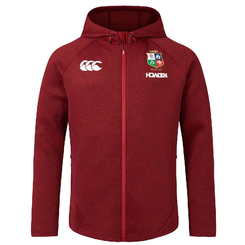 Canterbury British and Irish Lions Everest Rugby Hoodie - Mens - Red Dahilia Hoodie with Mock Neck Collared Structured