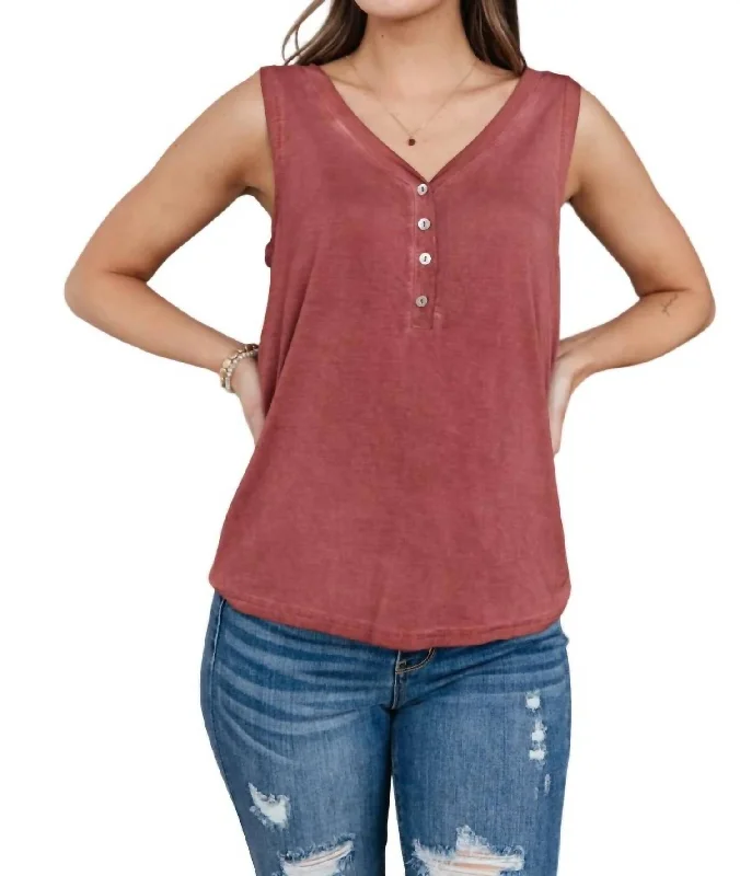 Functional Buttons Tank In Desert Roses cropped tank top