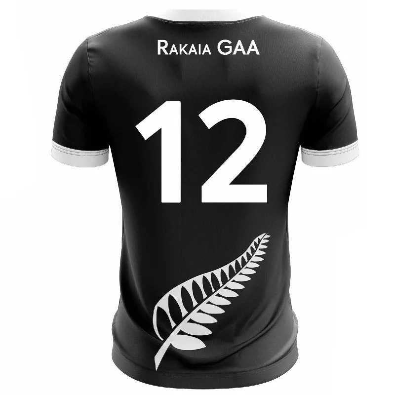 Mc Keever Rakaia GAA Numbered Outfield Jersey - Adult - Black/White Player Fit Bohemian Jersey Tee