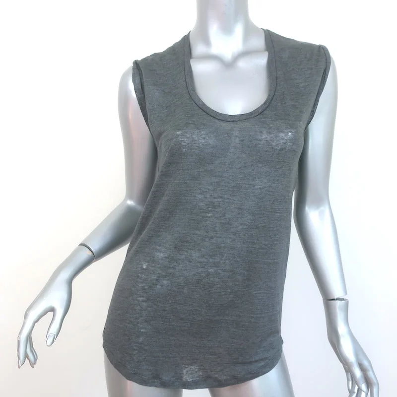 Isabel Marant Mamet Tank Top Dark Gray Linen Jersey Size Extra Small NEW essential tank top