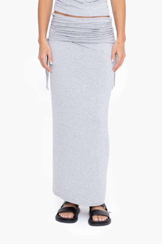 Women's Mono B | 2-in-1 Convertible Maxi Skirt | Heather Grey leather skirt durable