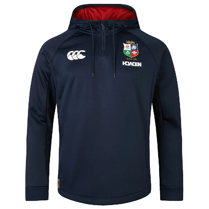 Canterbury British and Irish Lions 1/4 Zip Rugby Hoodie - Mens - Dark Sapphire Hoodie with Drawcord Adjustable Secure