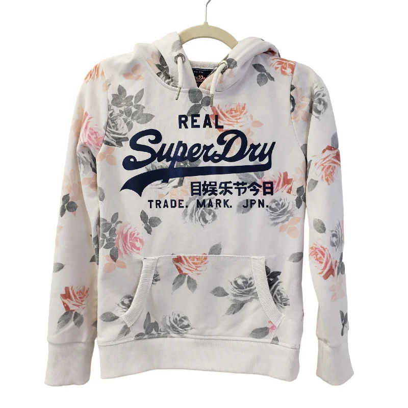 Super Dry Floral Hoodie Size 4 Hoodie with Half-Zip Sporty Casual