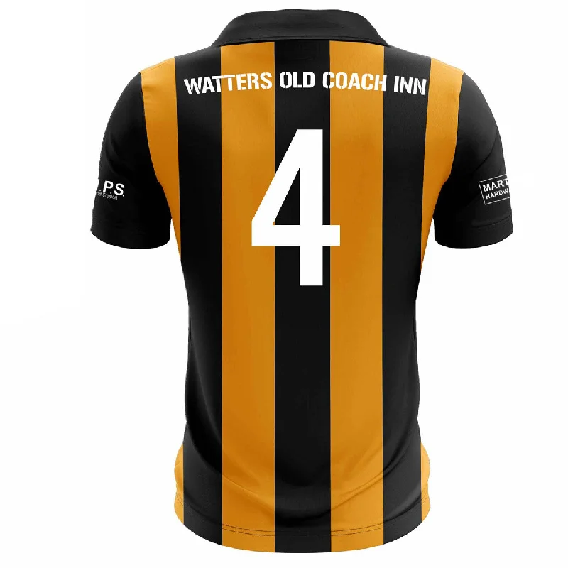 Mc Keever Crossmaglen Rangers GAA Numbered Playing Jersey - Adult - Black/Amber Player Fit Burgundy Jersey Tee