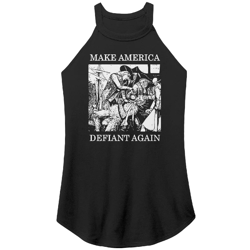 Make America Defiant Again 22 women's (dark) rocker tank lime green tank