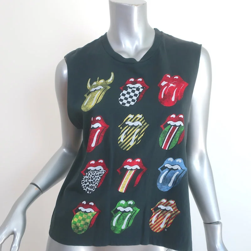 DAYDREAMER Rolling Stones 12 Tongues Tank Top Charcoal Size Small lace back tank