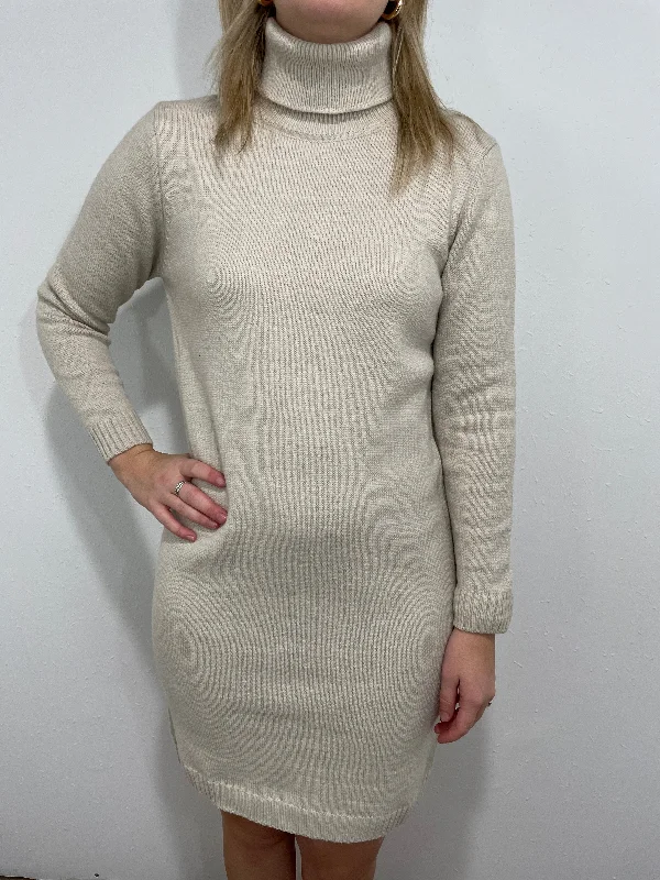 IN YOUR DREAMS SWEATER DRESS - BEIGE Graphic Sweater Embroidered Appliqued