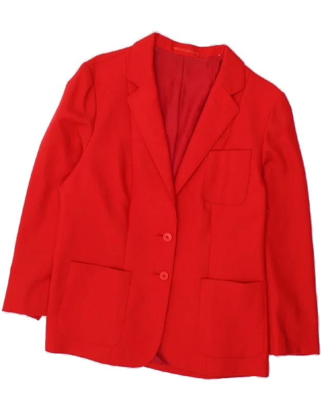 VINTAGE Womens 2 Button Blazer Jacket UK 16 Large Red Toggled Jacket Drawstring Jacket Belted Jacket