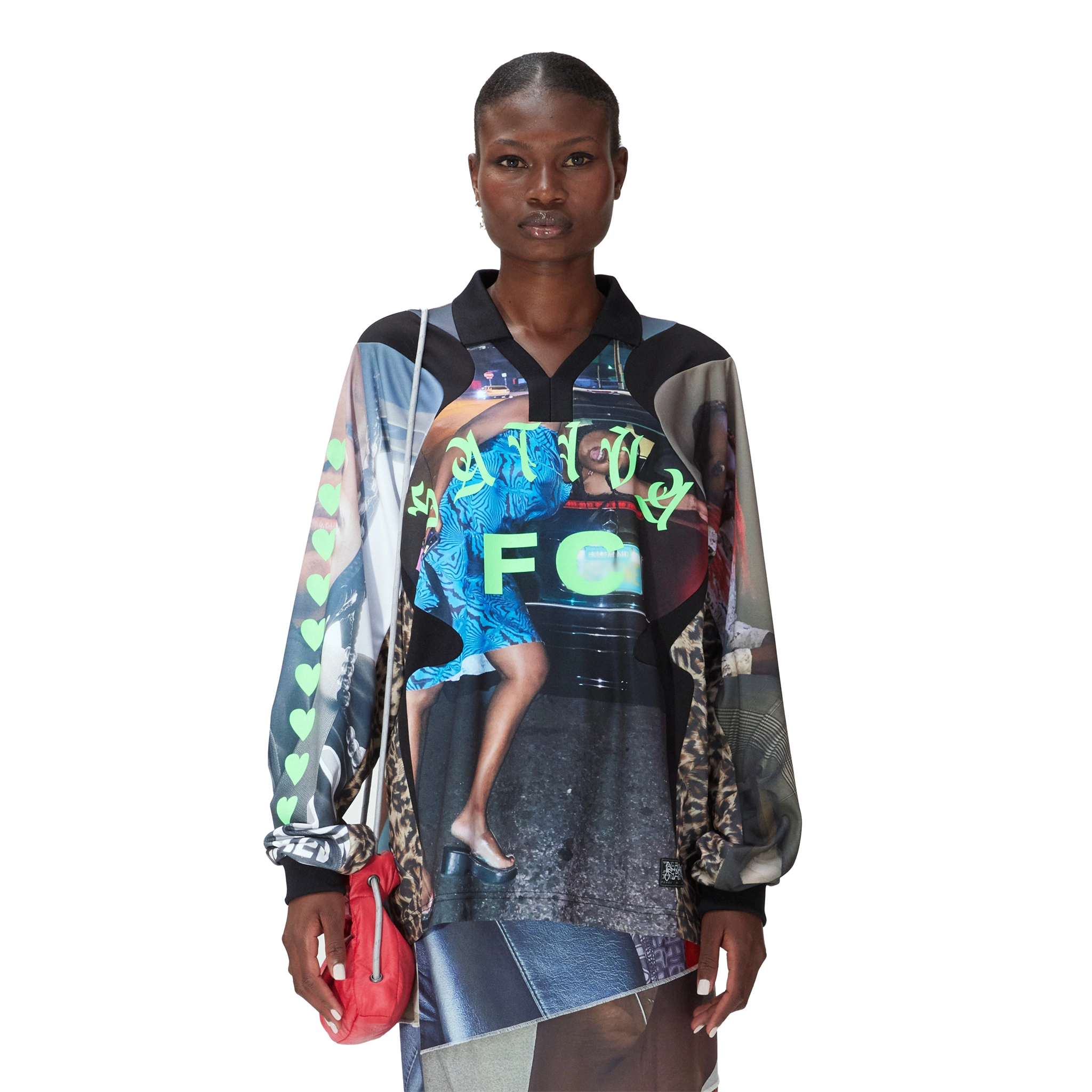 Perks And Mini (PAM) x Martine Syms Sativa FC Jersey - Collage Linen Jersey Top