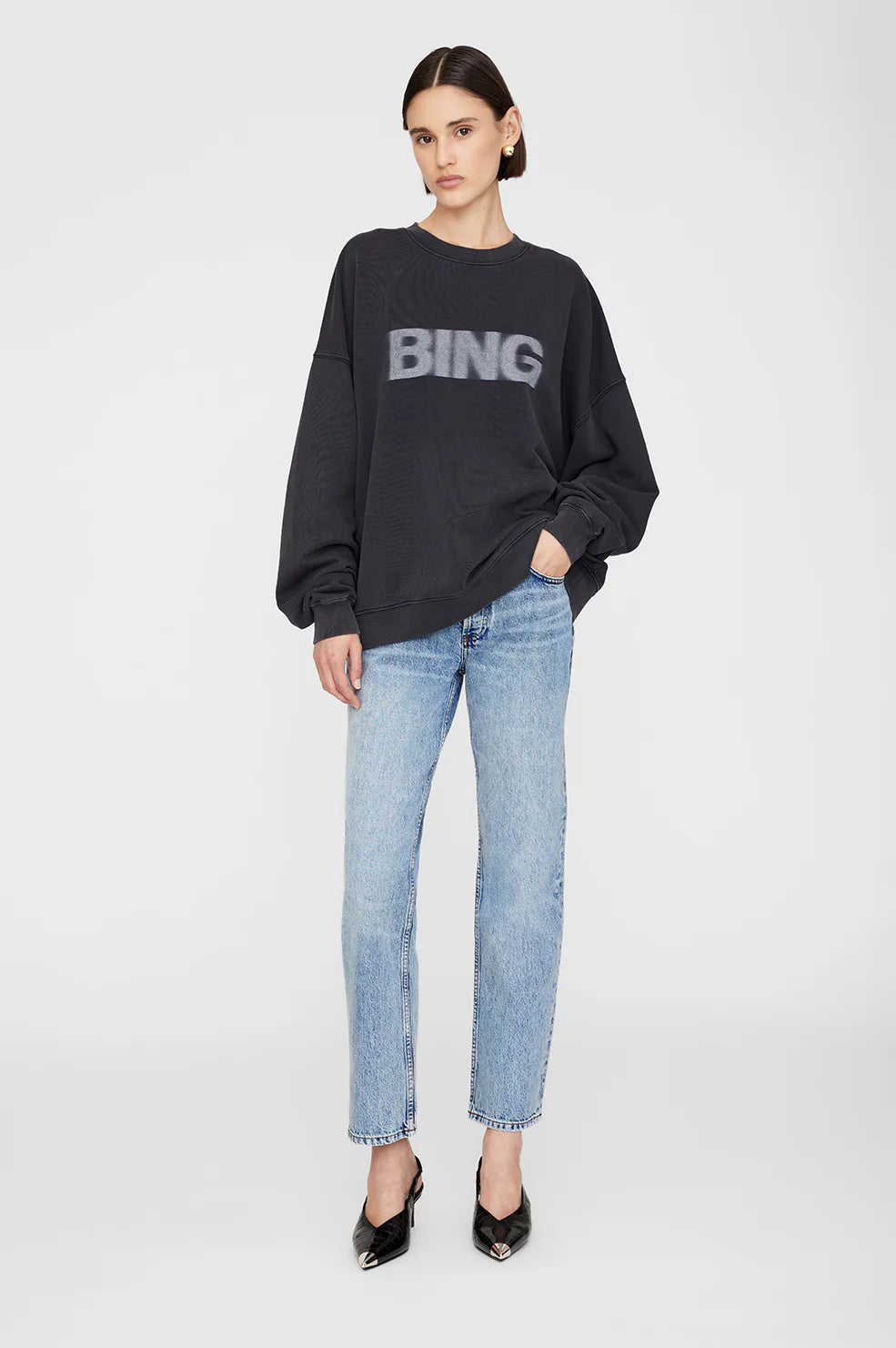 Anine Bing - Miles Sweatshirt Blur Hoodie with Slit Hem Functional Movement