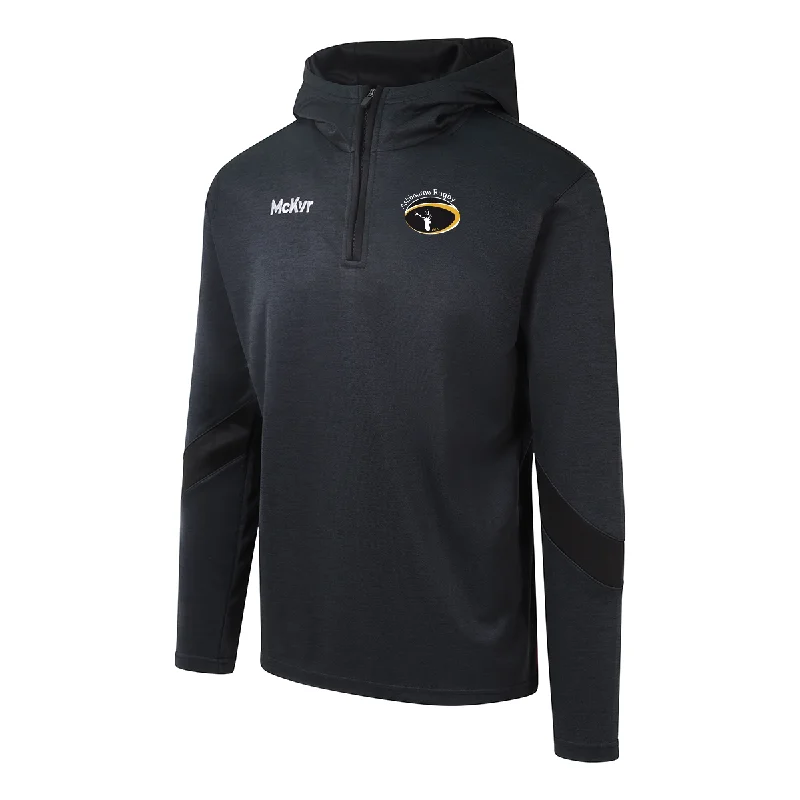 Mc Keever Ashbourne Rugby Core 22 1/4 Zip Hoodie - Adult - Black Hoodie with Strings Custom Fit Adjustable