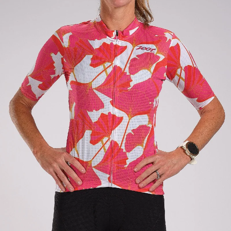 Womens LTD Cycle Aero Jersey - Blooms Pure White Jersey Tee