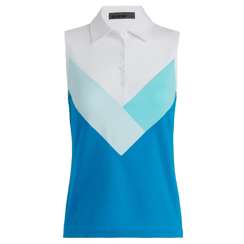 Womens Multi V Tech Jersey Sleeveless Polo Snow - SS24 Party Jersey Tee