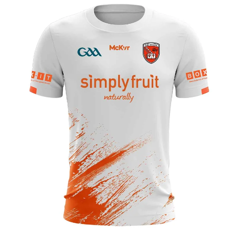 Mc Keever Armagh GAA Official Training Jersey - Adult - White - Player Fit Vintage Jersey Tee