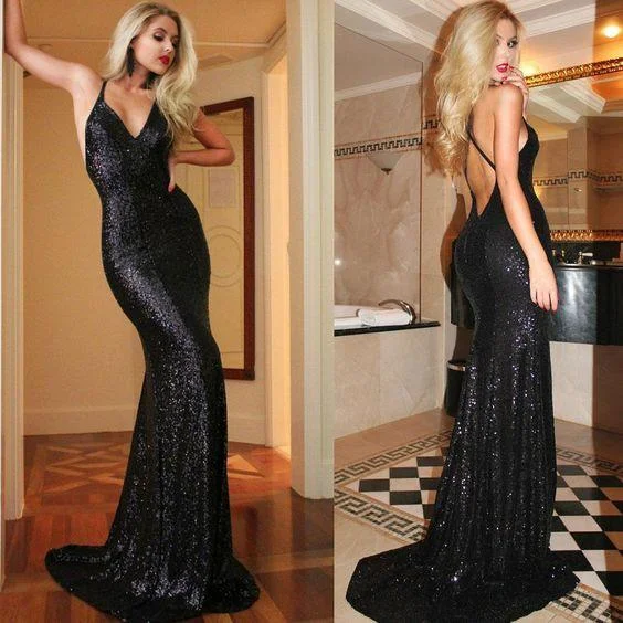 Black Sequin Mermaid Evening Prom Dresses, Sparkly Sexy Backless Party Prom Dress, Custom Long Prom Dresses, Cheap Formal Prom Dresses, 17083 Tunics Recommended stylist