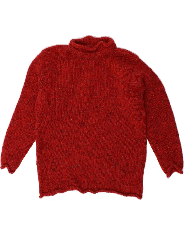 RATHLIN Womens Turtle Neck Jumper Sweater UK 10 Small Red Flecked Wool Soft Cozy Warm