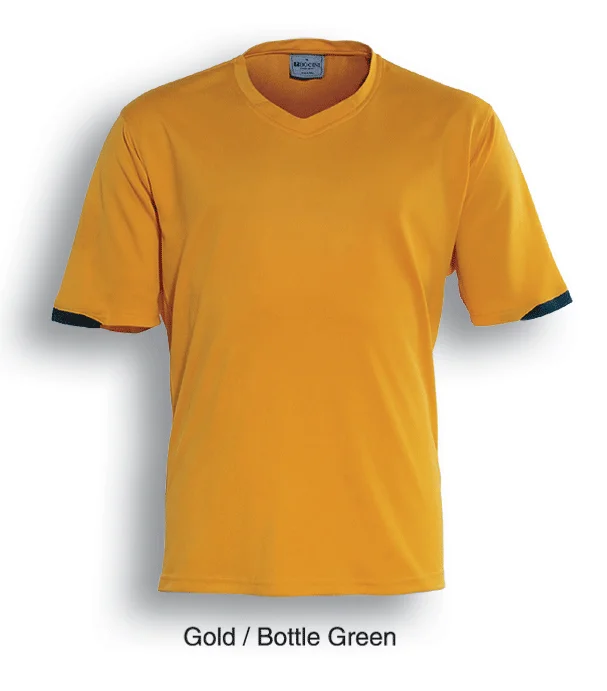 Adults Breezeway Soccer Jersey - Gold/Green V Neck Jersey Blouse