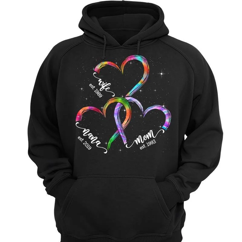 Wife Mom Grandma Hearts Personalized Hoodie Sweatshirt Hoodie with Illustration Artistic Creative