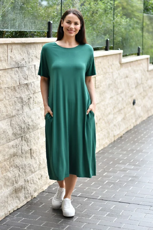 Basic Pocket Jersey Dress | Green Branded Jersey Tee