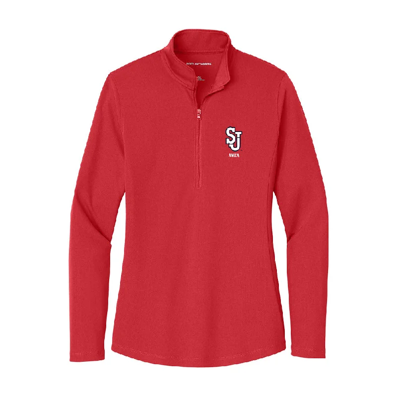 St. Johns - NCAA Women's Soccer : Isabelle Aviza - Women's Lightweight Quarter Zip Jacket Boat Neck Shawl Collar Notched Collar