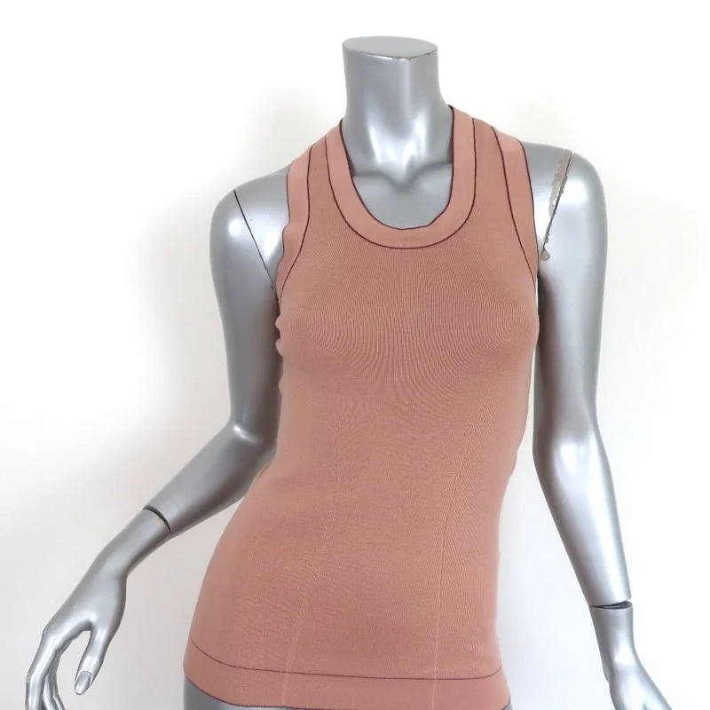 Stella McCartney Racerback Tank Top Rose Pink Wool Knit Size 44 vibrant tank top