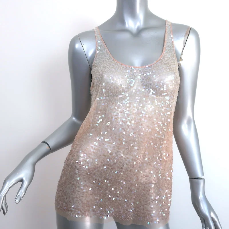 Stella McCartney Sequin Tank Top Blush Ombre Size 40 strappy tank top