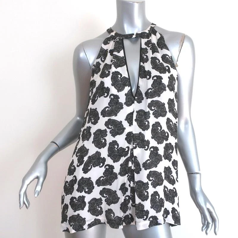 A.L.C. Keyhole Tank Top White Paisley Print Silk Size Small Sleeveless Blouse grey tank top