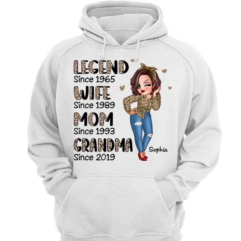 Half Leopard Sassy Legend Wife Mom Grandma Personalized Hoodie Sweatshirt Zip Hoodie Drawstring Kangaroo Pocket