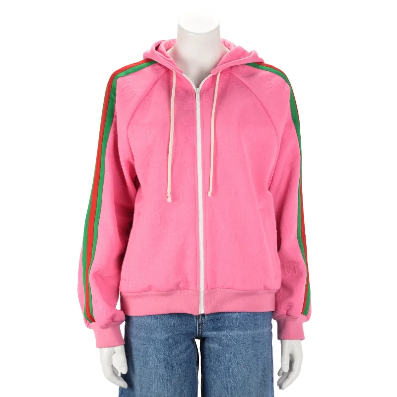 Gucci Pink Jersey GG Jacquard Zip Jacket M Turquoise Jersey Tee