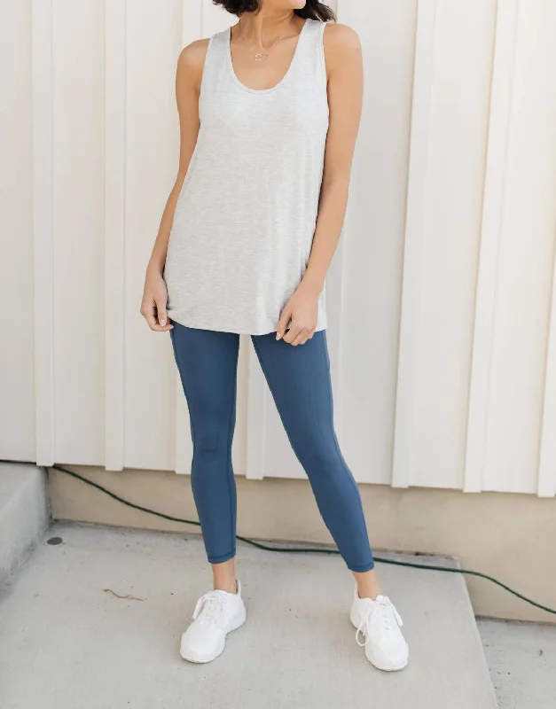 Twisted Back Tank In White turquoise tank top