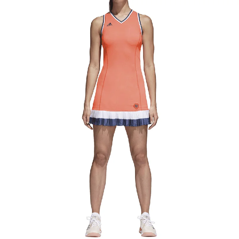 Adidas Originals Ronald Garros Women's Tennis Dress Chalk Coral Tunics Velvet soft