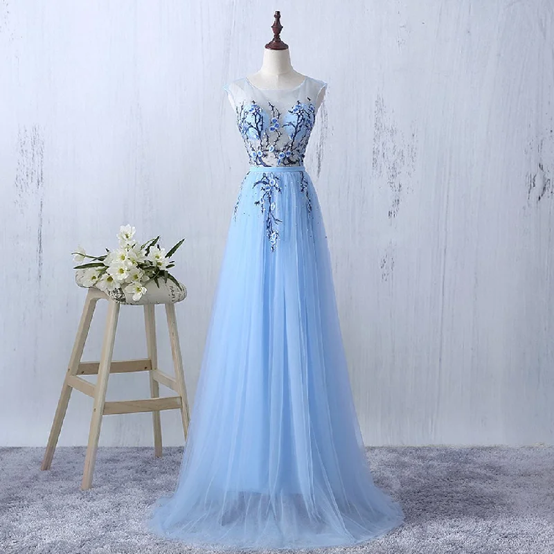 Long Prom Dresses, Sleeveless Prom Dresses, A-Line Party Prom Dresses, Tulle Prom Dresses, See Through Prom Dresses, Sequin Prom Dresses Online, LB0289 empire Waist empire