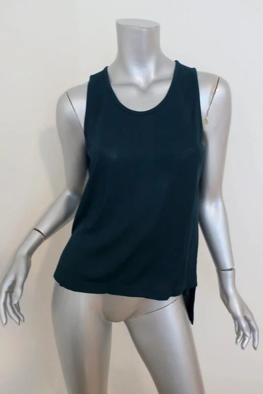 Jean Paul Gaultier Tank Teal Crepe Jersey Size 38 Sleeveless High-Low Top cold shoulder tank