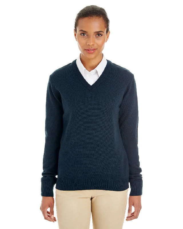 Harriton M420W Ladies' Pilbloc V-Neck Sweater Velvet Chenille Corduroy