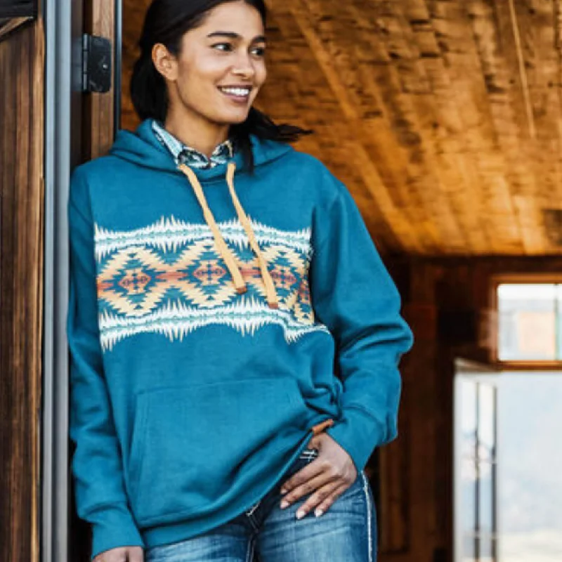 Ariat Womens Pendleton Hoodie- BLUE Hoodie with Lace Feminine Delicate