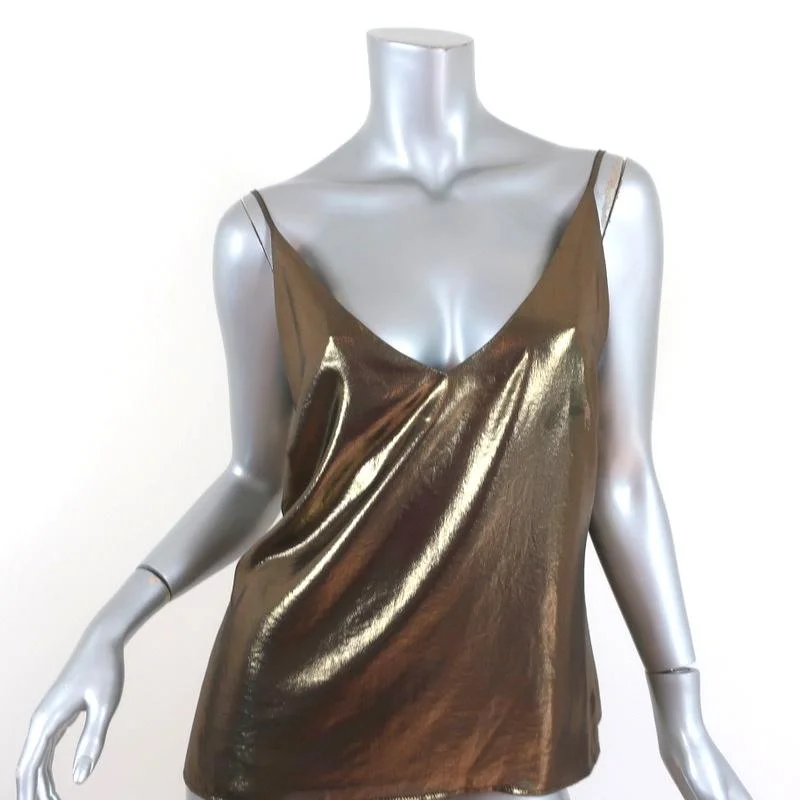 L'Agence Metallic Cami Gabriela Gold Size Small V-Neck Tank Top teal tank top