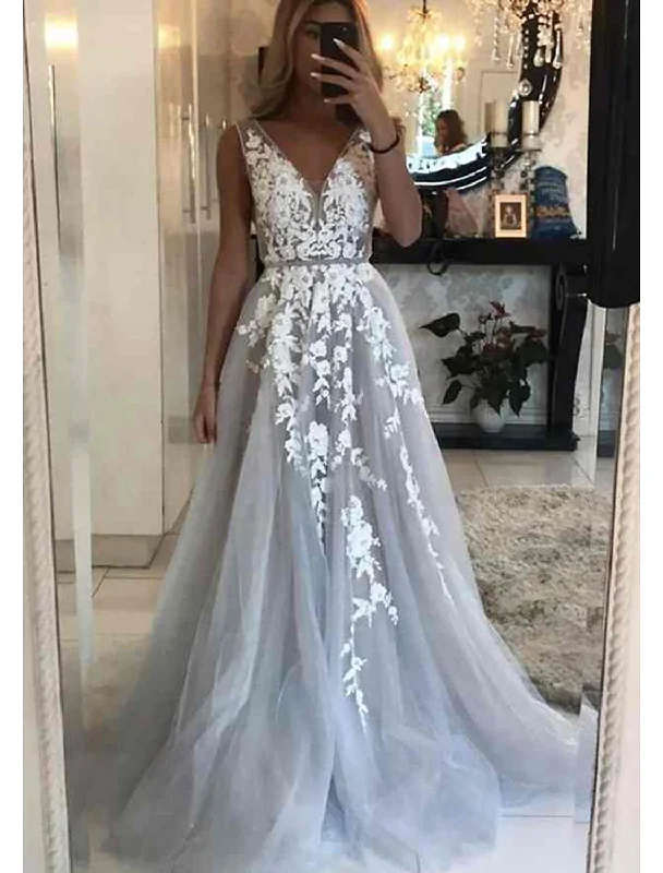 Ball Gown Evening Gown Floral Dress Prom Black Tie Court Train Sleeveless Off Shoulder Royal Style Cotton Backless with Beading Appliques Tunics Seasonal trendy