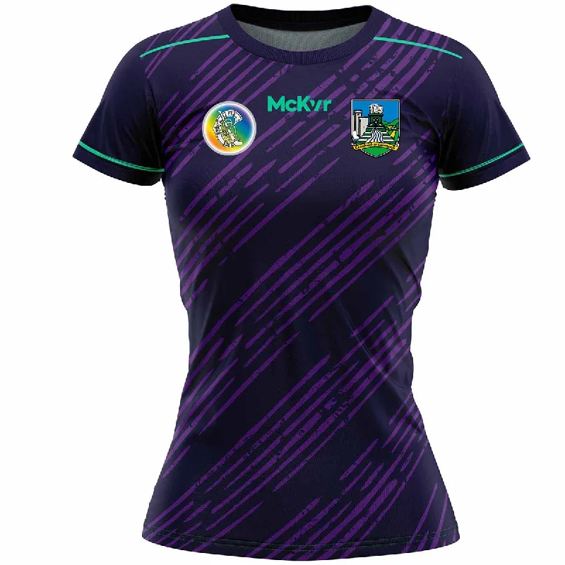 Mc Keever Limerick Camogie Official Training Jersey - Adult - Purple/Navy Jet Black Jersey Tee