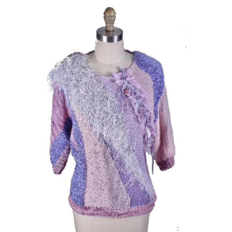 Vintage sweater by Marijke Benedict for STIJFSELKISSIE Pink Purple Embellished 1980s M Machine Wash Dry Clean Hand Wash