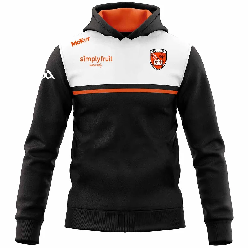 Mc Keever Armagh GAA Official Vital Hoodie - Adult - Black/White/Orange Hoodie with Longline Fit Extended Stylish