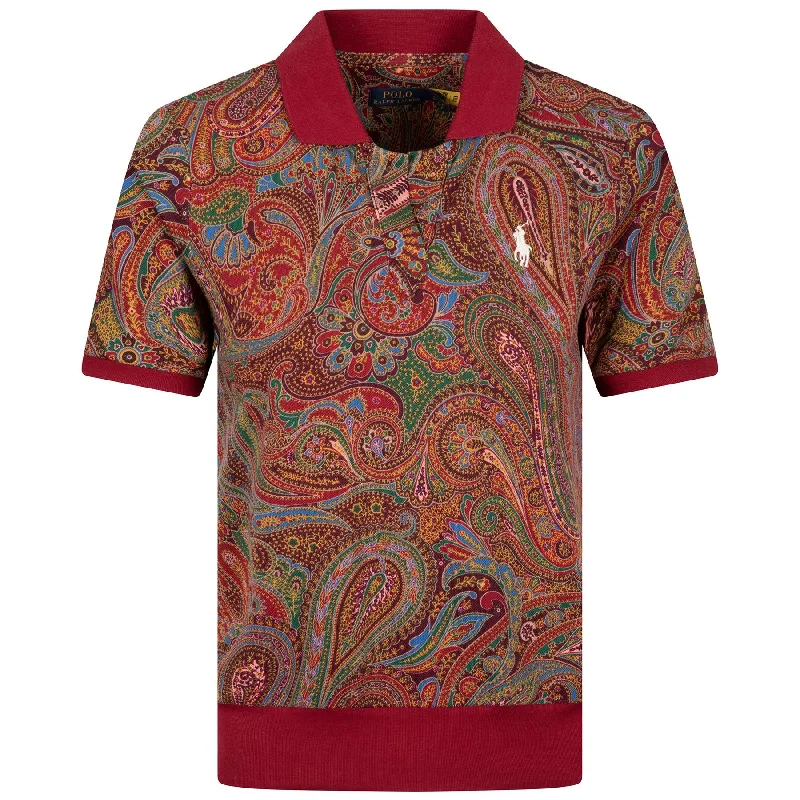 Womens Paisley Jersey Polo Shirt Ancient Madder Paisley - SS24 Premium Jersey Tee