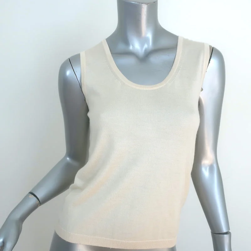 Jil Sander Tank Top Ivory Silk-Cashmere Knit Size 36 white tank top