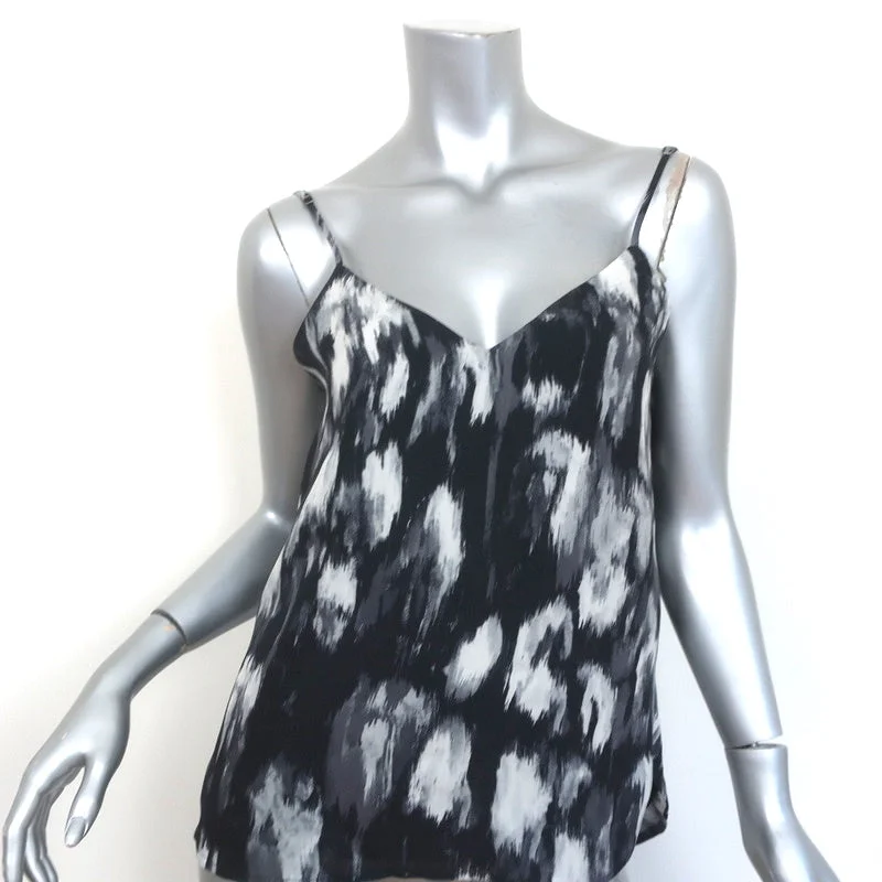 Haute Hippie Cowl Back Camisole Black Printed Silk Size Small V-Neck Tank Top lace tank top