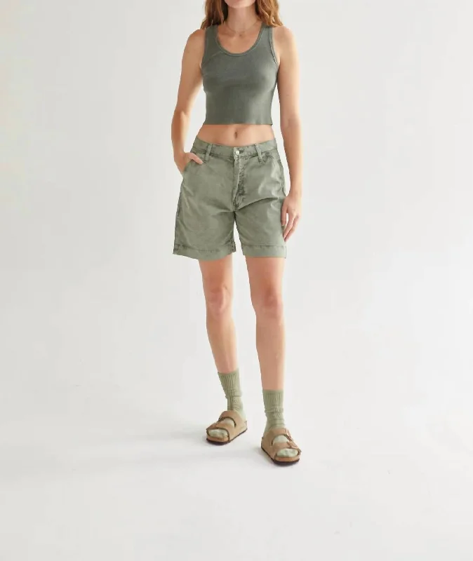 Becca Crop Tank Top In Faded Olive ivory tank top