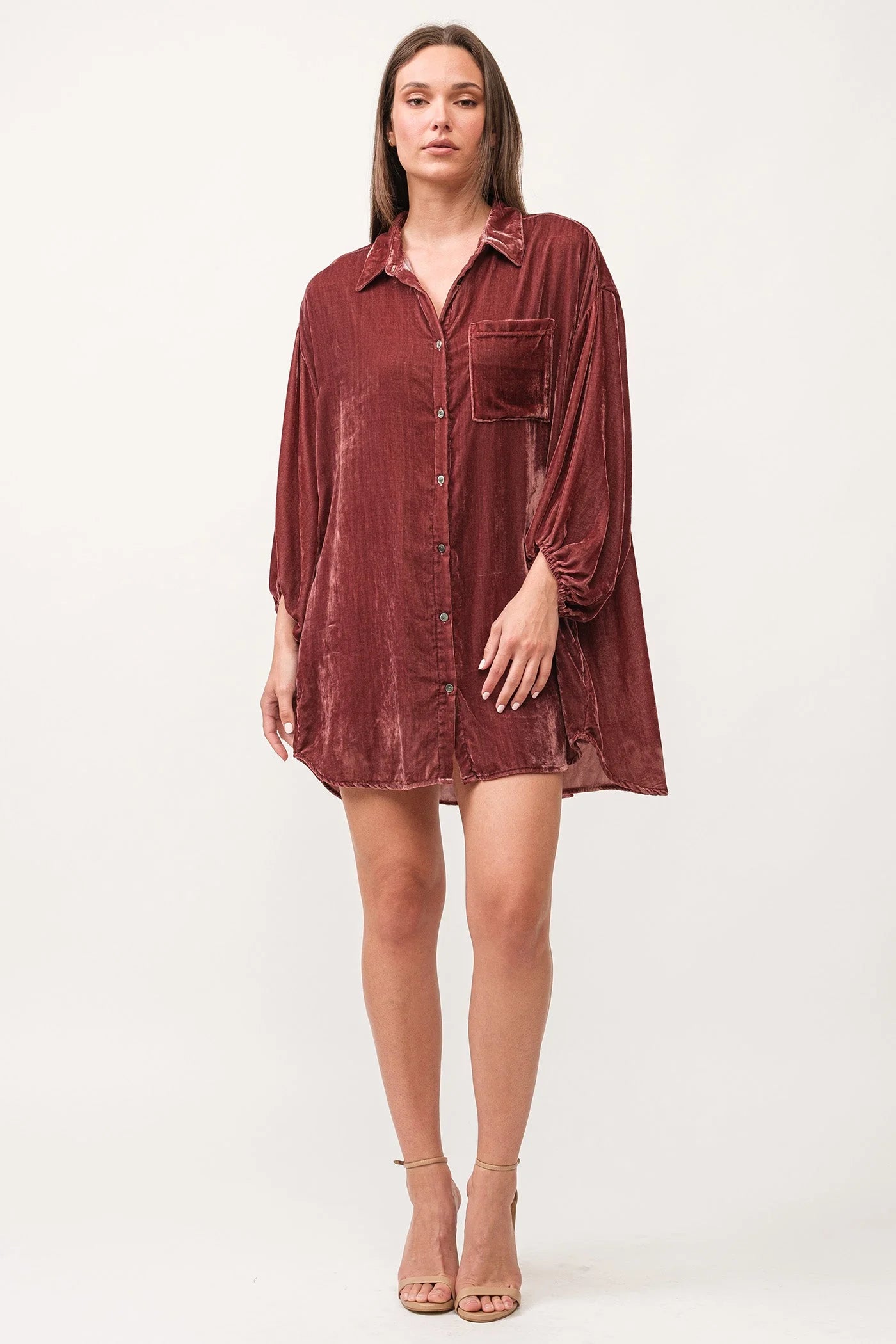 Dear John Leigh Maroon Velvet Dress Tunics Trendy modern