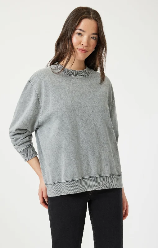 SWEATSHIRT IN MONUMENT Hoodie with Side Slits Relaxed Casual