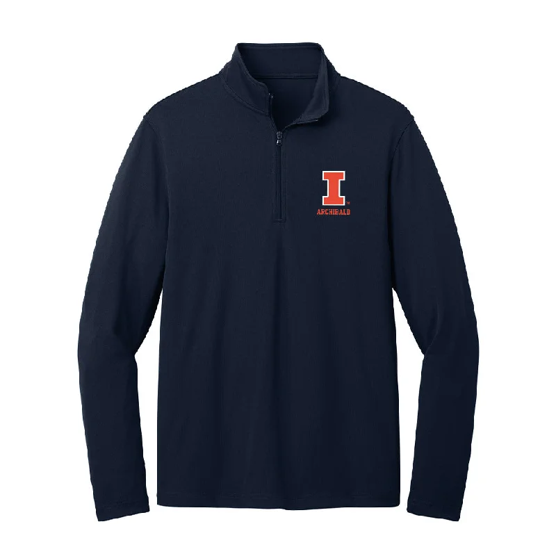 Illinois - NCAA Women's Soccer : Mya Archibald - Lightweight Quarter Zip Jacket Ribbed Jacket Pleated Jacket Ruffled Jacket