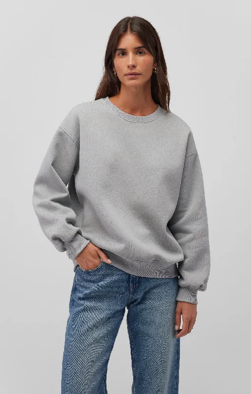 DROP SHOULDER SWEATSHIRT IN QUARRY Hoodie with Hem Ribbing Snug Secure